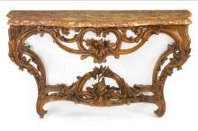 Antique French Louis XV Period Carved Beechwood Console Pier Table