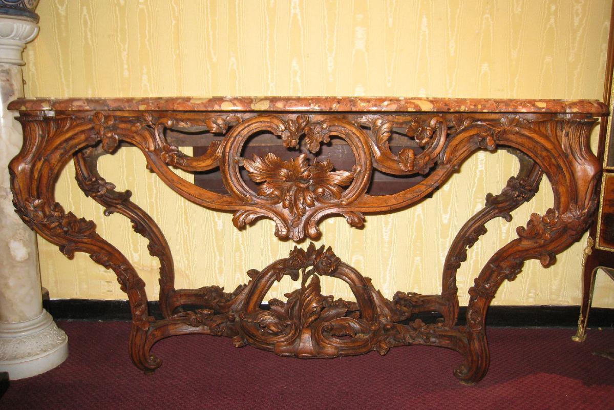 Antique French Louis XV Period Carved Beechwood Console Pier Table