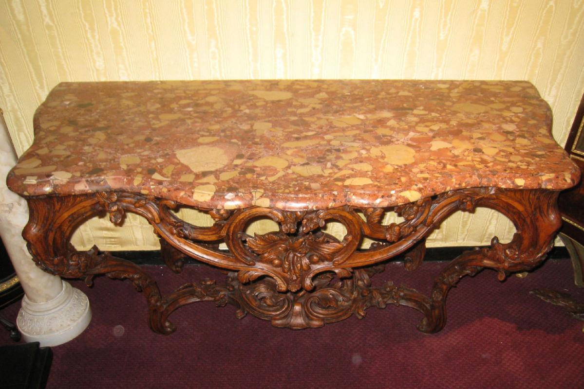 Antique French Louis XV Period Carved Beechwood Console Pier Table