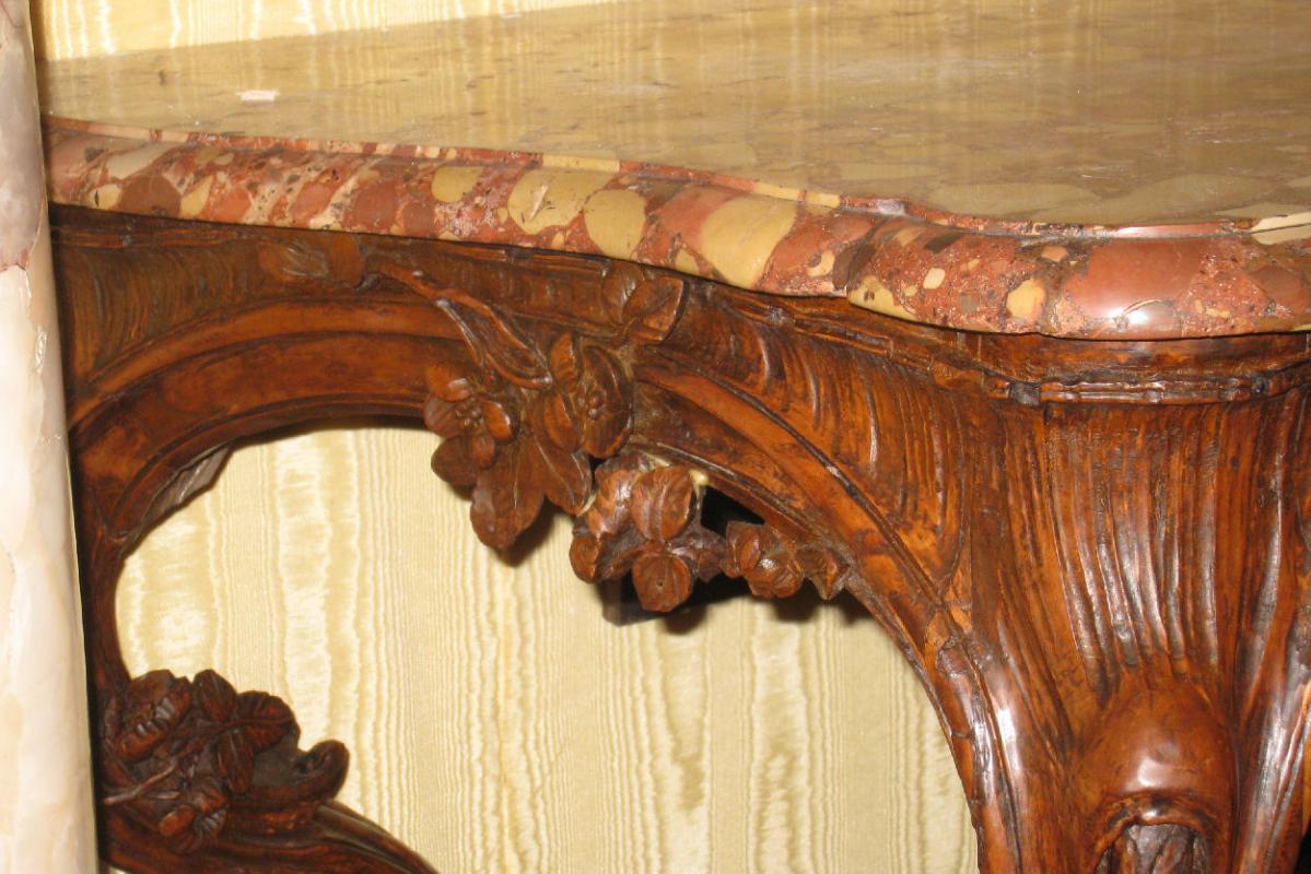 Antique French Louis XV Period Carved Beechwood Console Pier Table