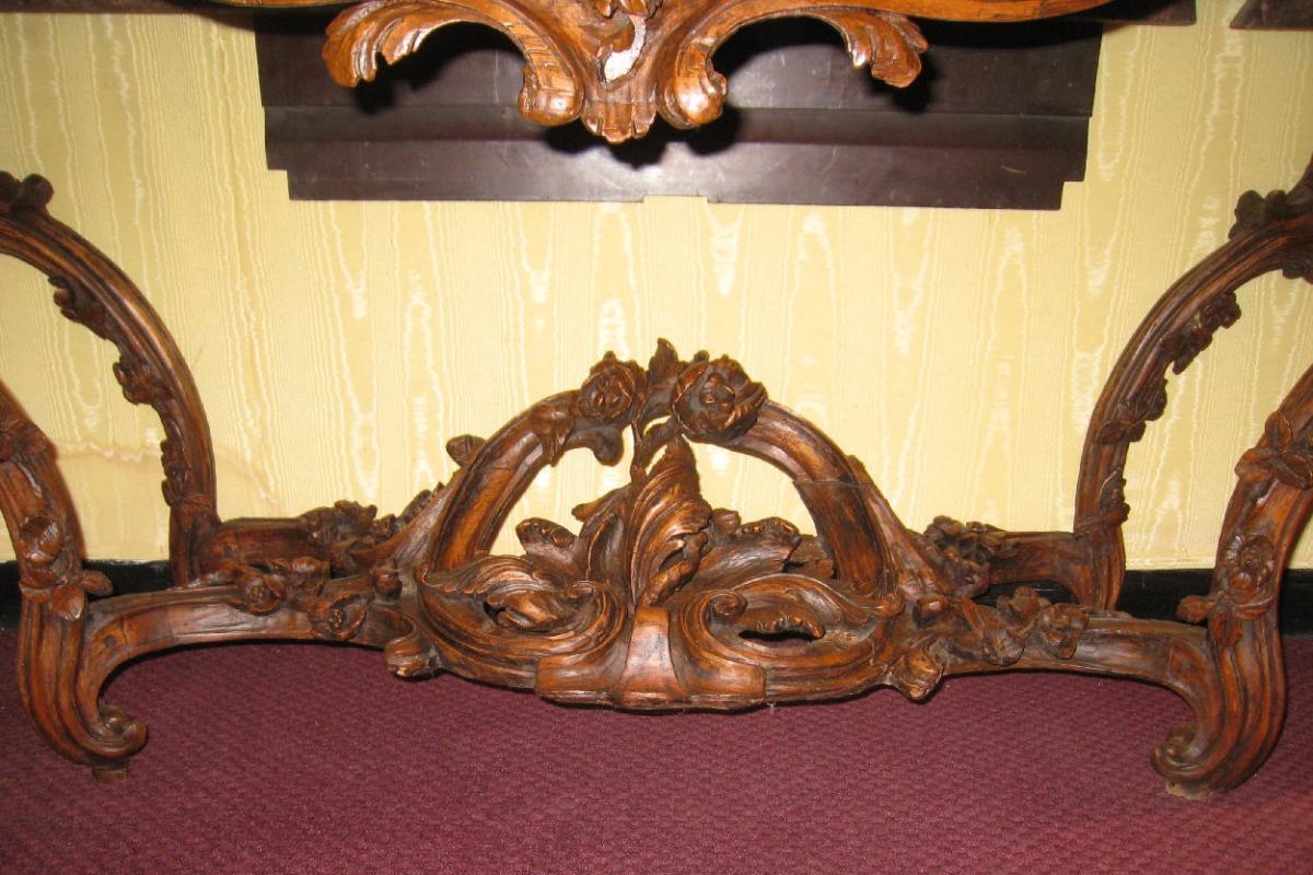 Antique French Louis XV Period Carved Beechwood Console Pier Table