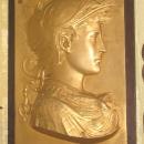 Pair Antique Greek Revival Gilt Metal Relief Plaques Depicting Soldiers