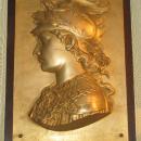 Pair Antique Greek Revival Gilt Metal Relief Plaques Depicting Soldiers