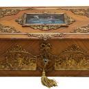 Antique Renaissance Revival Enamel Bronze Mounted Jewelry Box Casket