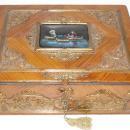 Antique Renaissance Revival Enamel Bronze Mounted Jewelry Box Casket