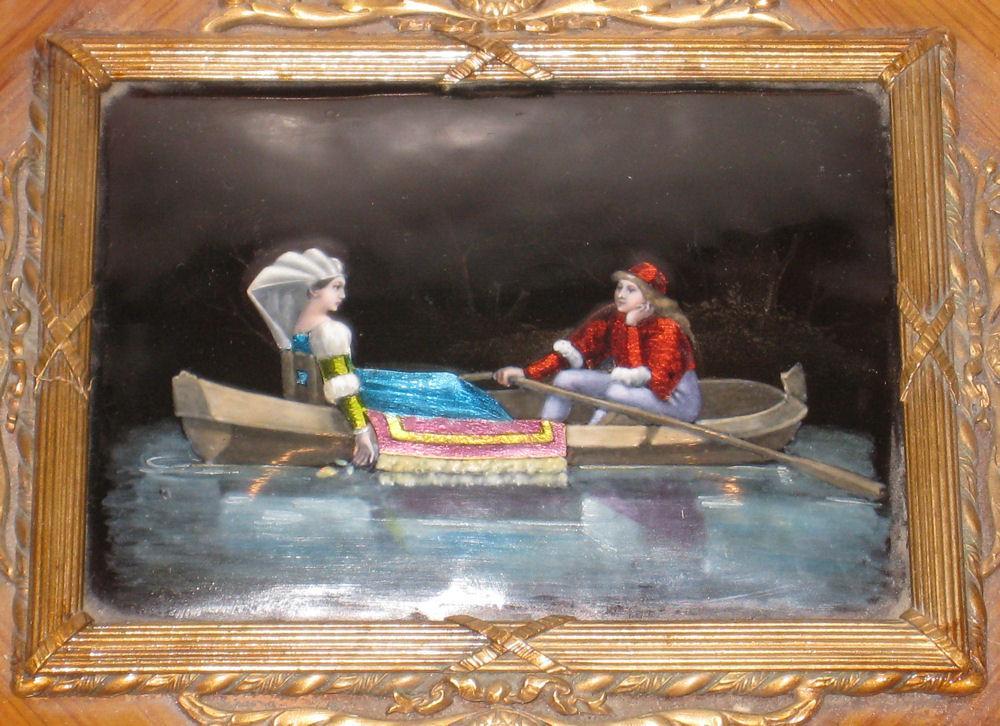 Antique Renaissance Revival Enamel Bronze Mounted Jewelry Box Casket