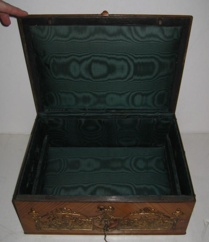 Antique Renaissance Revival Enamel Bronze Mounted Jewelry Box Casket