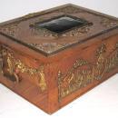Antique Renaissance Revival Enamel Bronze Mounted Jewelry Box Casket