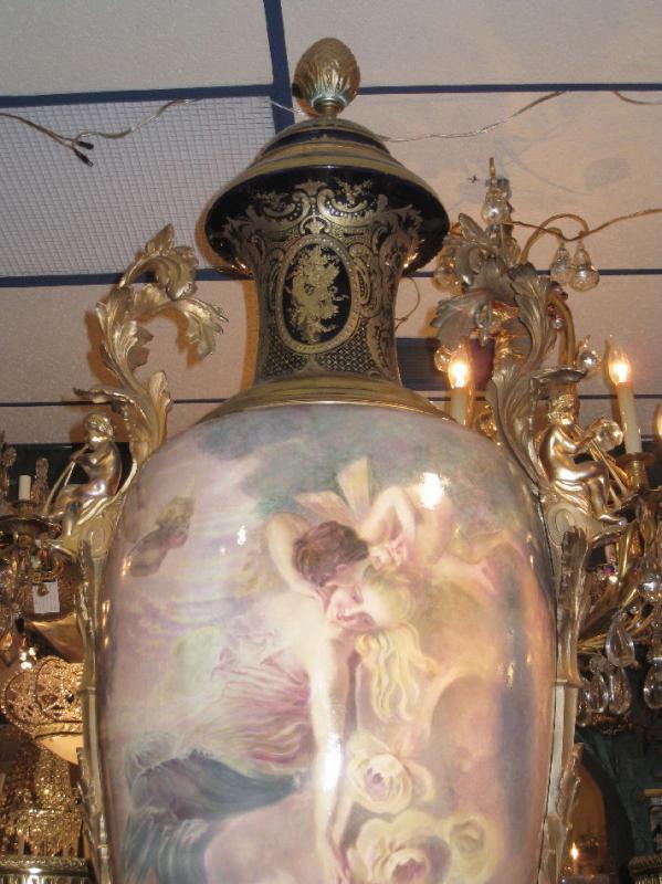 Palatial Antique Sevres Style Urn Vase Painted by Maxant