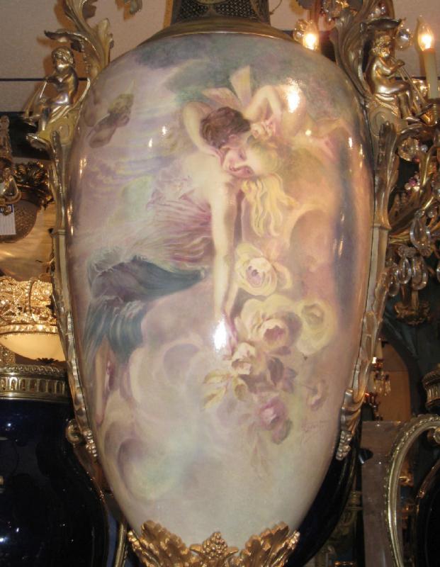 Palatial Antique Sevres Style Urn Vase Painted by Maxant