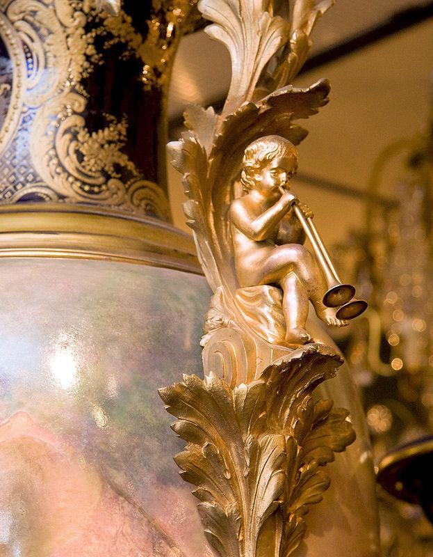 Palatial Antique Sevres Style Urn Vase Painted by Maxant