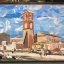 Italian Pietra Dura Mosaic Stone Plaque or Tabletop Depicting Village Landscape