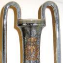 Pair Antique Neoclassical Greek Revival Bronze Mounted Flambe Drip Glazed Ceramic Vases
