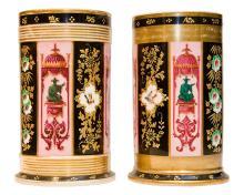 Pair Antique Darte Freres Chinoiserie Chinese Style Paris Porcelain Spill Form Vases