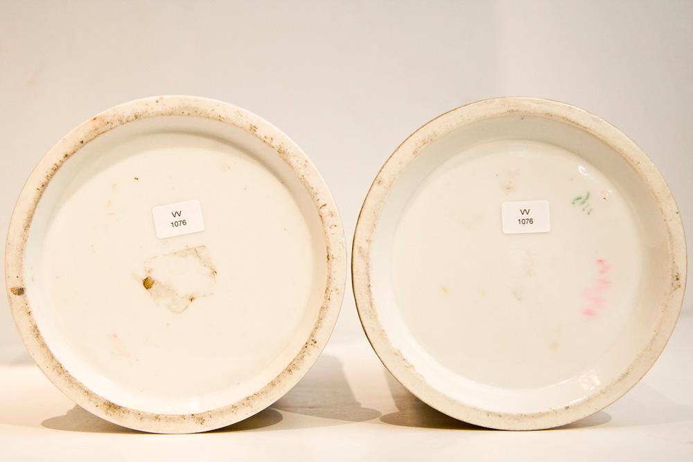 Pair Antique Darte Freres Chinoiserie Chinese Style Paris Porcelain Spill Form Vases