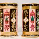 Pair Antique Darte Freres Chinoiserie Chinese Style Paris Porcelain Spill Form Vases