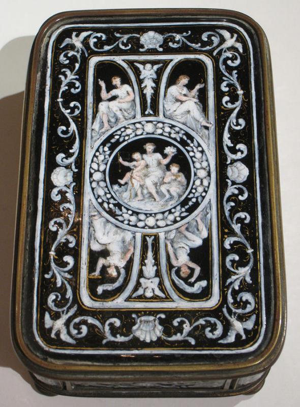 Antique Neoclassical Enamel Dresser Box Jewelry Casket
