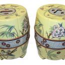 Pair Antique Chinese Famille Jaune Ceramic Garden Seats