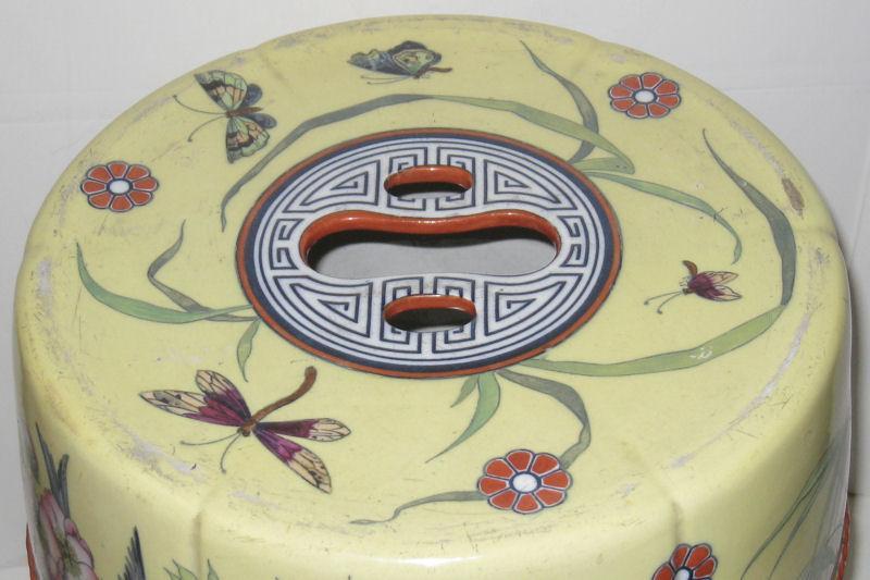 Pair Antique Chinese Famille Jaune Ceramic Garden Seats