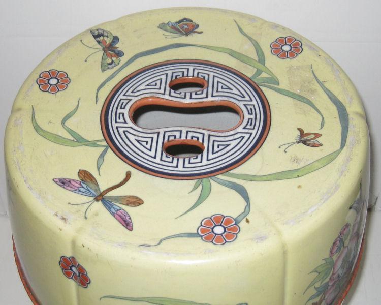 Pair Antique Chinese Famille Jaune Ceramic Garden Seats