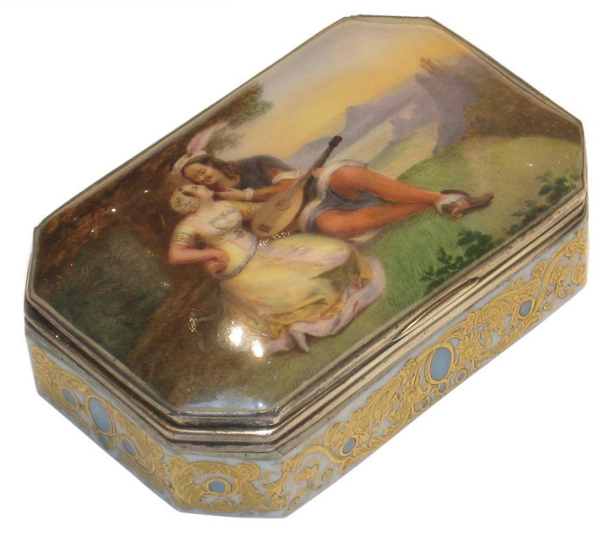 Antique Russian Silver Mounted Porcelain Snuff Box