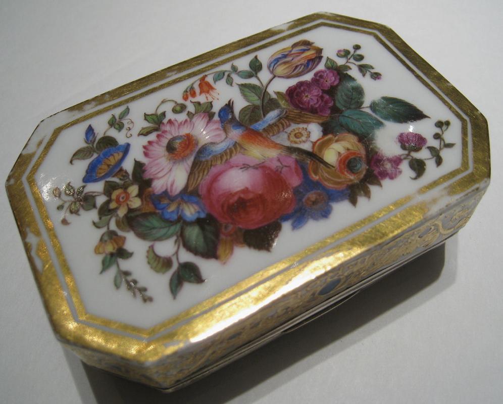 Antique Russian Silver Mounted Porcelain Snuff Box