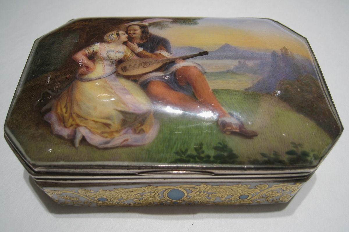 Antique Russian Silver Mounted Porcelain Snuff Box