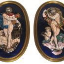 Pair Antique Greek Revival Neoclassical French Limoges Enamel Plaques