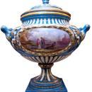 Large Antique Sevres Style Porcelain Tureen Compote Bowl with Lid