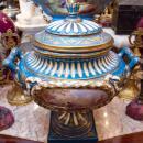 Large Antique Sevres Style Porcelain Tureen Compote Bowl with Lid