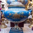 Large Antique Sevres Style Porcelain Tureen Compote Bowl with Lid