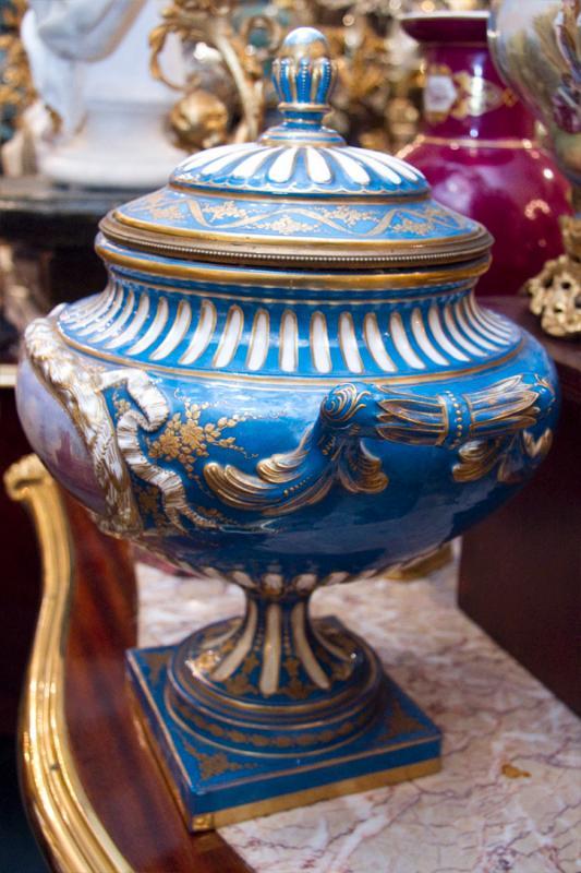 Large Antique Sevres Style Porcelain Tureen Compote Bowl with Lid
