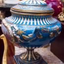 Large Antique Sevres Style Porcelain Tureen Compote Bowl with Lid