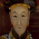 Pair Chinese Eglomise Reverse Painted Royal Emperor Empress Portraits on Glass