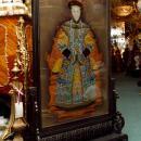 Pair Chinese Eglomise Reverse Painted Royal Emperor Empress Portraits on Glass