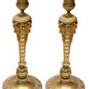 Pair Russian Empire Period Gilt Bronze Candlesticks