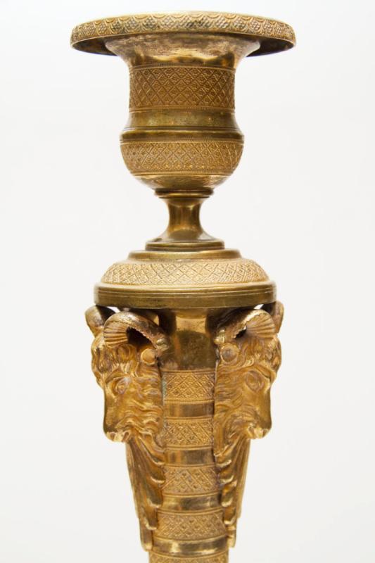 Pair Russian Empire Period Gilt Bronze Candlesticks