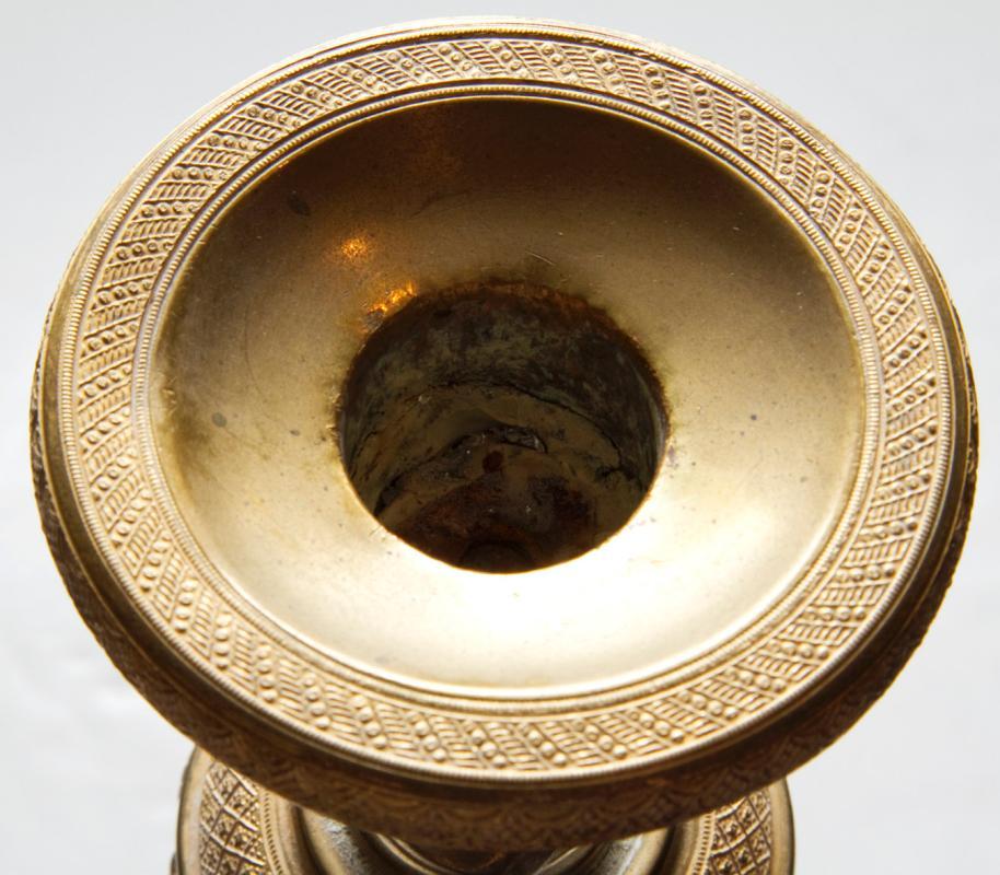 Pair Russian Empire Period Gilt Bronze Candlesticks