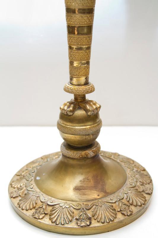 Pair Russian Empire Period Gilt Bronze Candlesticks