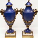 Pair English Georgian Adam Regency Style Gilt Bronze Urns