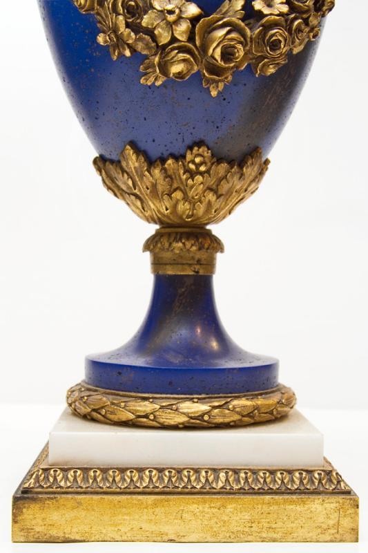 Pair English Georgian Adam Regency Style Gilt Bronze Urns