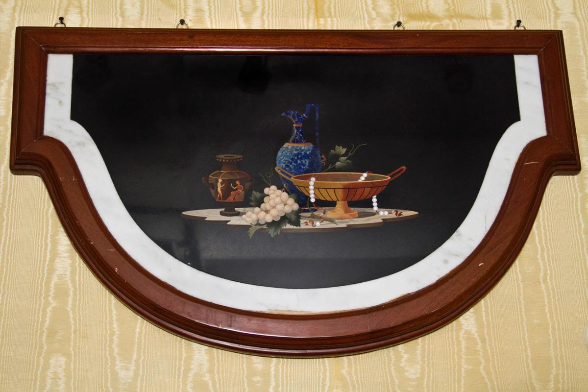 Antique Italian Pietra Dura Inlaid Marble Still LIfe Plaque