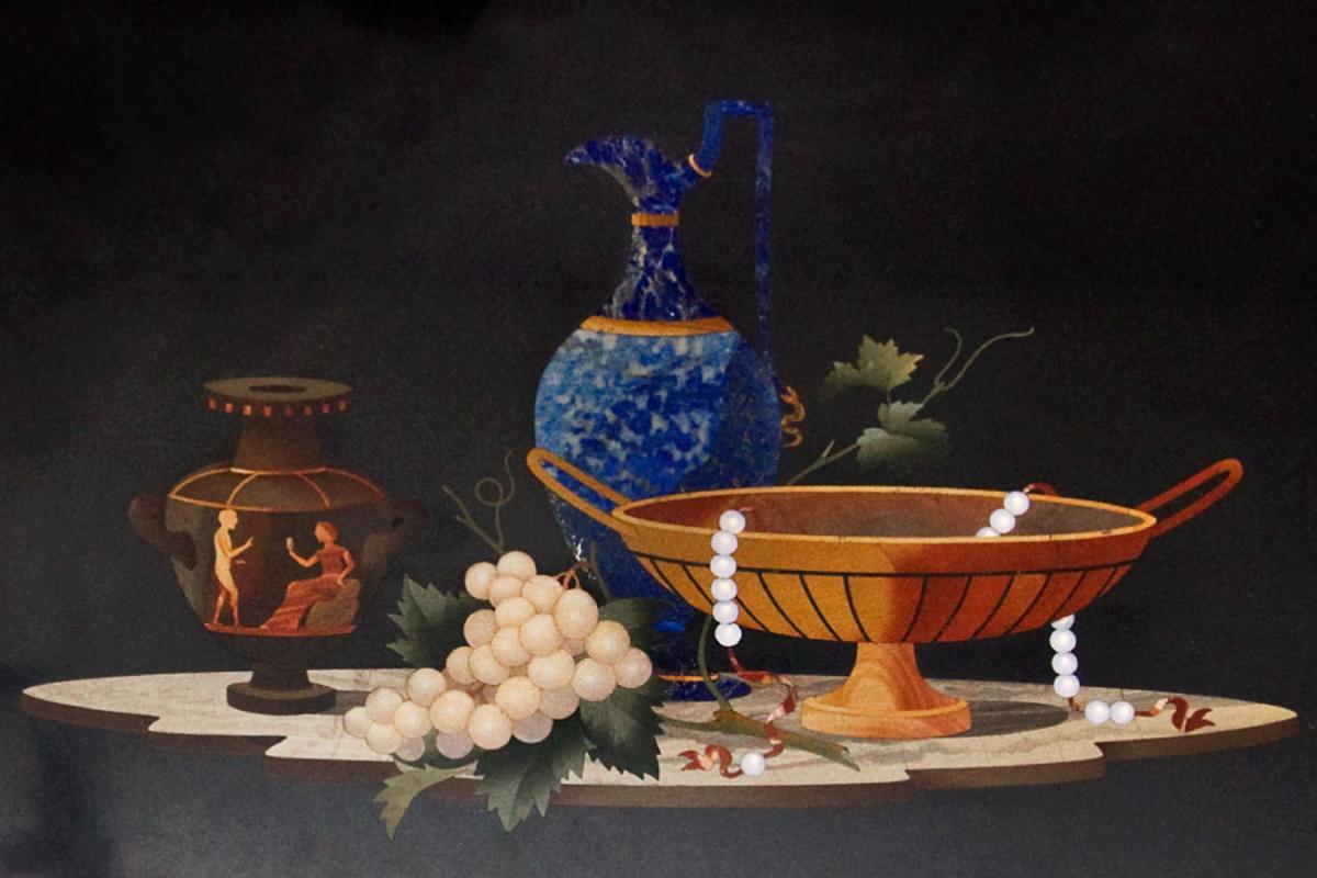 Antique Italian Pietra Dura Inlaid Marble Still LIfe Plaque
