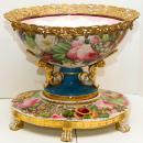 Large Antique Porcelain Gilt Bronze Mounted Floral Jardiniere Centerpiece