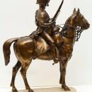 Beaux-Arts Bronze Sculpture of French Chasseur Cavalry Soldier on Horseback
