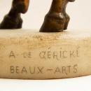Beaux-Arts Bronze Sculpture of French Chasseur Cavalry Soldier on Horseback