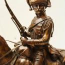 Beaux-Arts Bronze Sculpture of French Chasseur Cavalry Soldier on Horseback