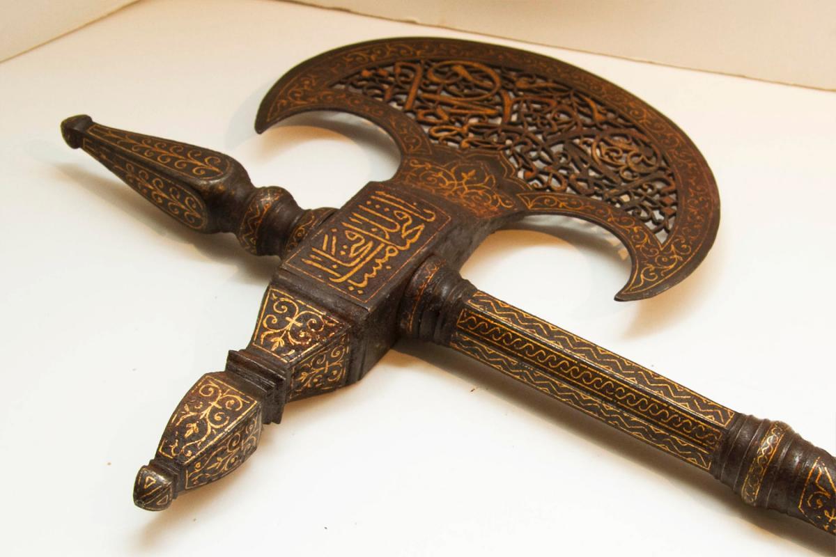Persian Qajar Empire Style Battle Axe and Arm Shield