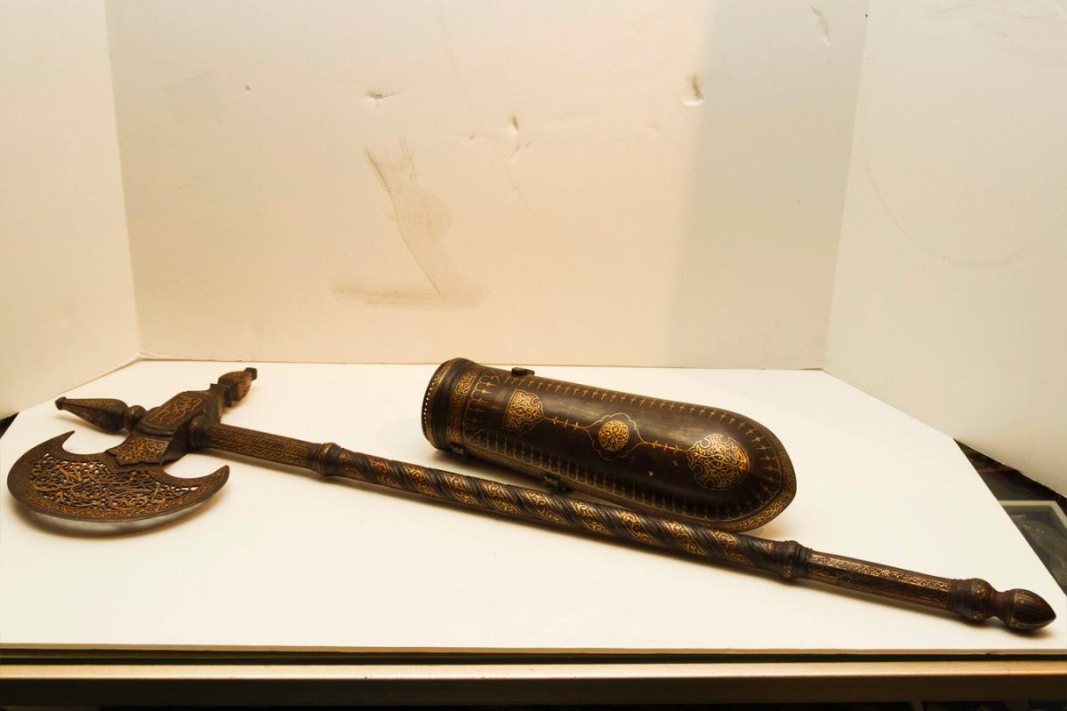 Persian Qajar Empire Style Battle Axe and Arm Shield