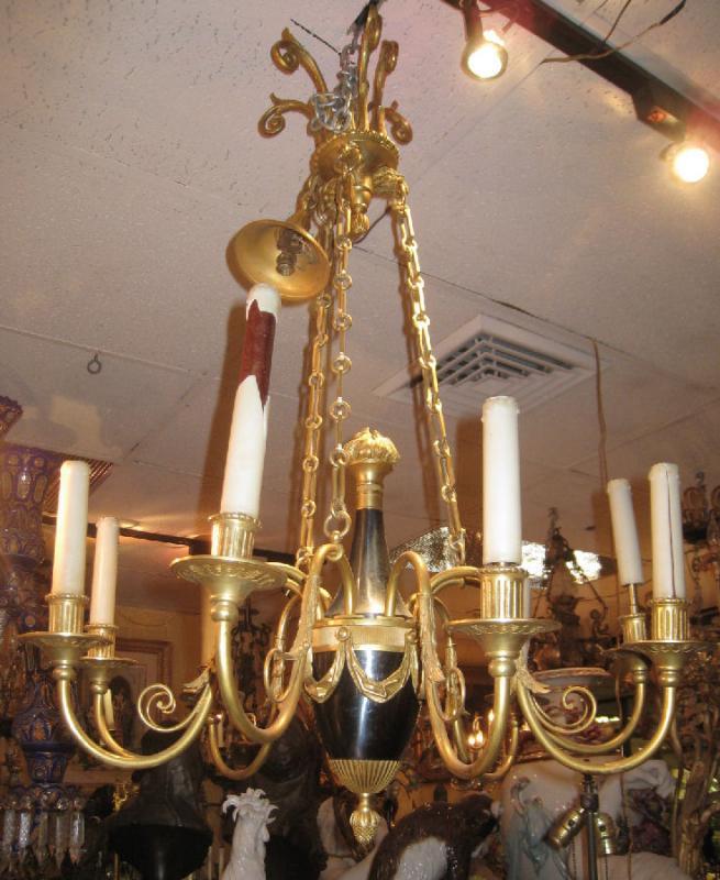 Antique Neoclassical Russian Empire Gilt Bronze Chandelier